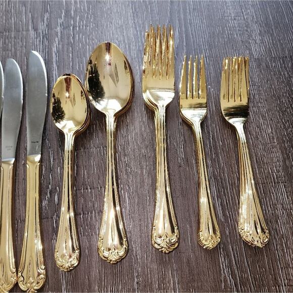 Hampton Silversmiths Versailles 235 Flatware 24kt Gold Plated lot of 48 pieces‎ - Picture 8 of 15
